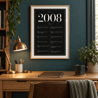 Elegant 2008 print with twelve monthly moments in a bright home interior