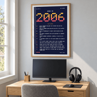 Retro gaming style 2006 birth year print in a bright home interior
