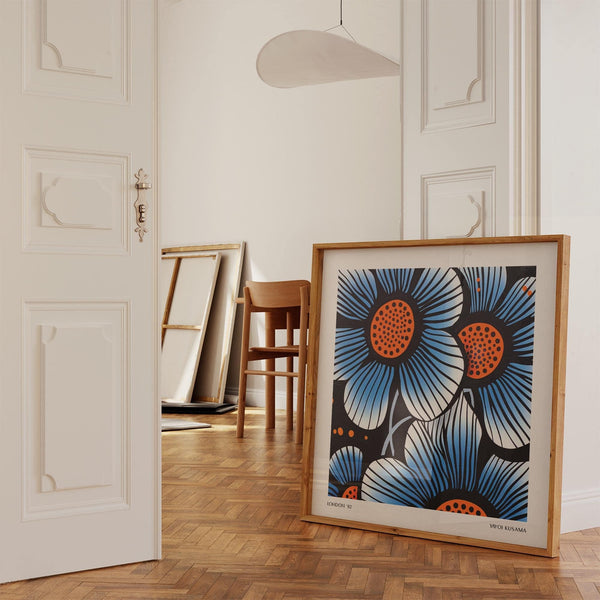 Unique blue flower wall art with contemporary appeal