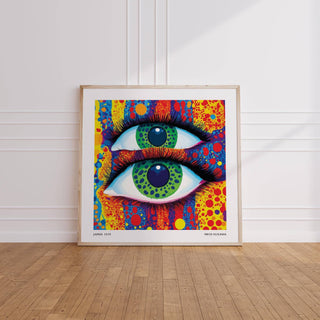Whimsical colorful pop art with intricate dots and bright color burst