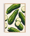Zucchini Wall Art with green vegetables for kitchen wall art