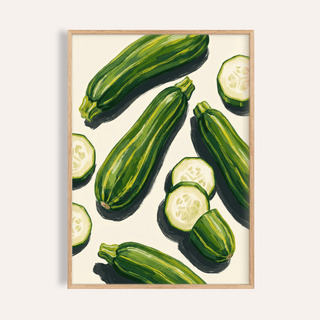 Zucchini Wall Art with green vegetables for kitchen wall art