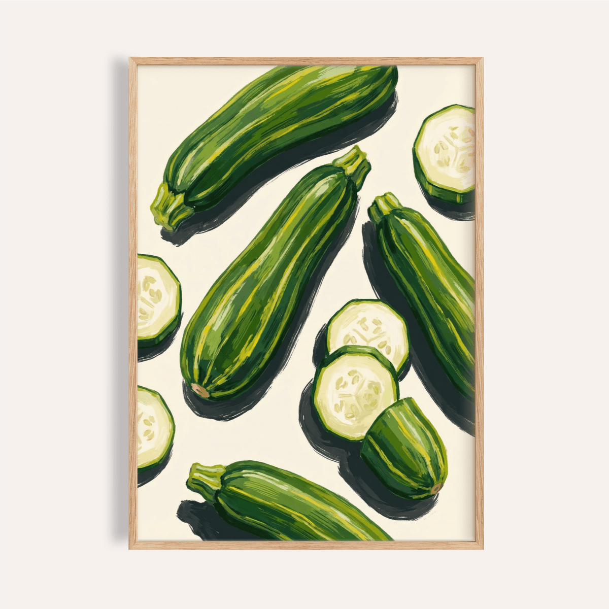 Zucchini Wall Art with green vegetables for kitchen wall art