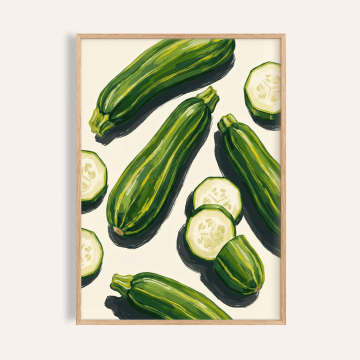 Zucchini Wall Art with green vegetables for kitchen wall art