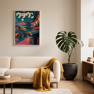 Japanese Street Art Print Blue Pink bedroom wall art décor