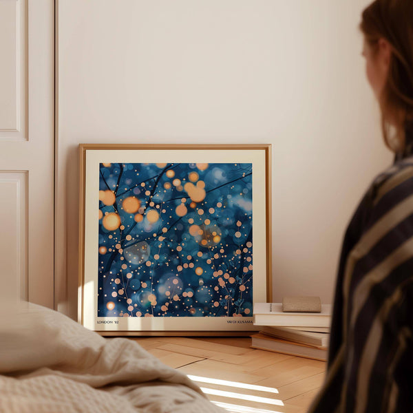 Elegant bedroom styled with glowing orbs modern painting prints