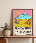 Joshua Tree Art Print with retro color blocks and large CALIFORNIA lettering