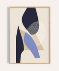 Abstract Art Poster with Blue Beige White Brown for living room wall art