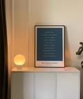 Custom Song Wall Art for den, blue and black, poster