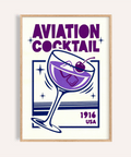 Aviation Cocktail Print in Purple and Blue for home bar wall art