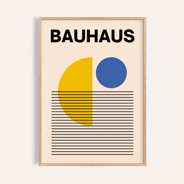 Geometric Lines Art wall art in Yellow and Blue for living room