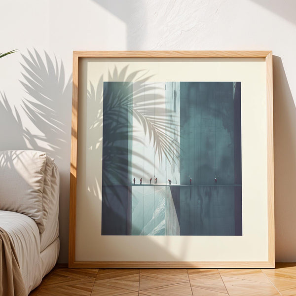 Surreal architectural wall art featuring a futuristic cityscape