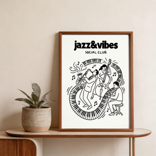 Alternative view of Jazz Music Wall Art with music notes and curved keyboard frame