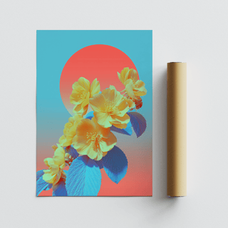 Vibrant Floral Wall Art featuring pink, blue, red for a hallway wall art piece