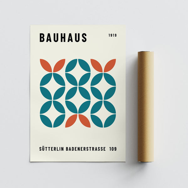 Work Office Wall Art with overlapping teal circles and warm rust accents.