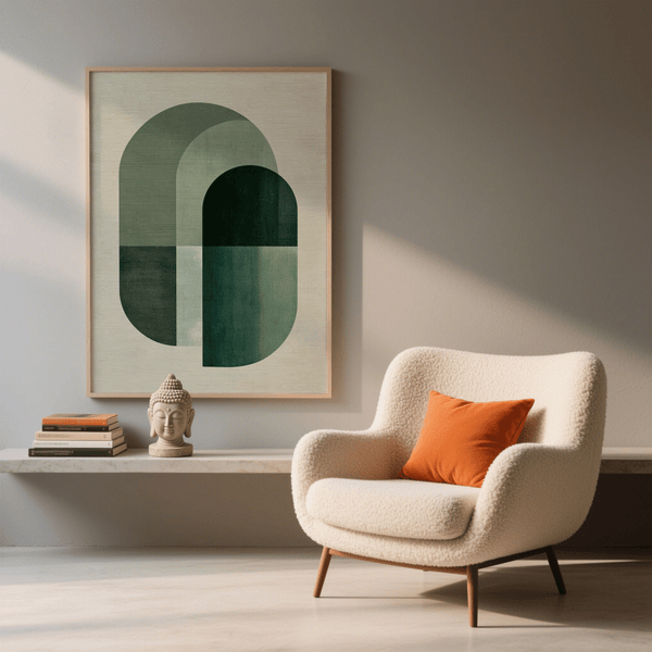 Mid-century inspired Green Tone Poster Print, ideal for lounge wall art