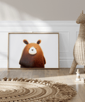 Cute Bear Print in Brown, White, and Beige for a kids' bedroom art print