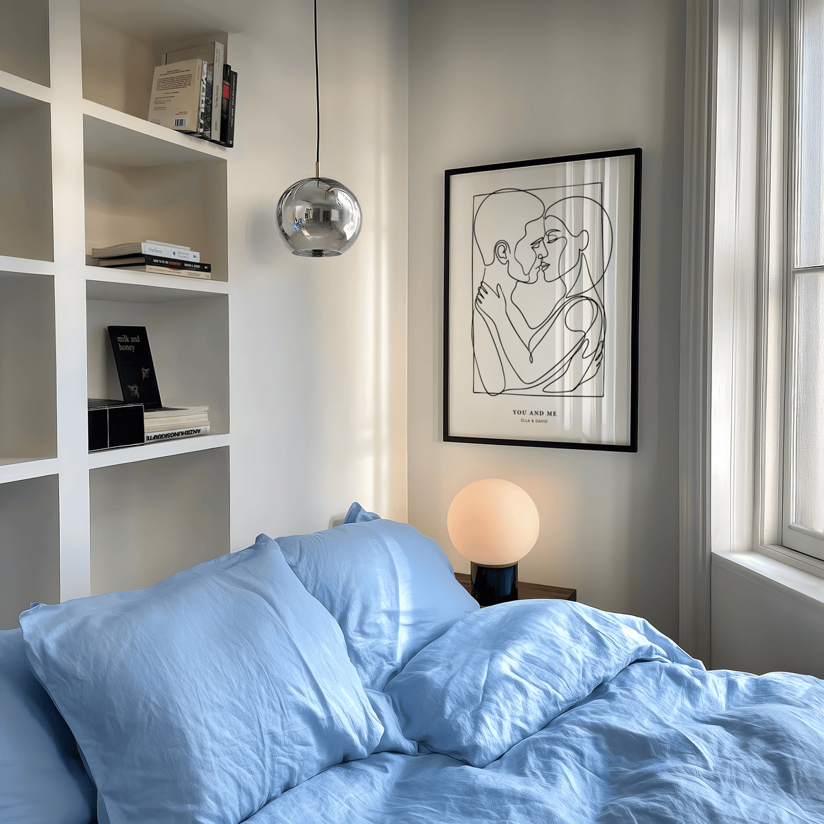 Black and White Abstract Figures wall art for stylish bedroom accent