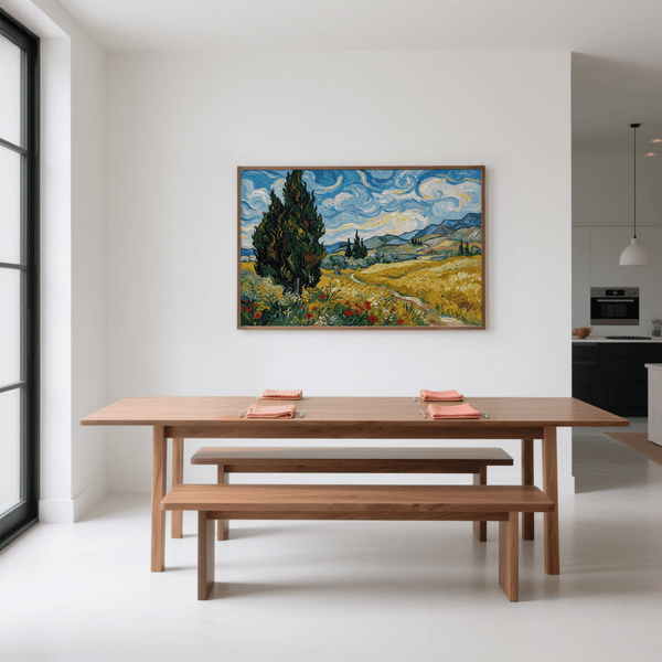 Colorful Nature Poster featuring multicolored fields, bedroom print