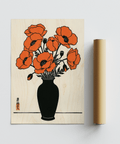 Floral Wall Art Poster featuring bold orange flowers, ideal for hallway art print display