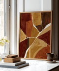 Burnt Orange Abstract Art poster featuring Orange, Brown, Red, Beige for office