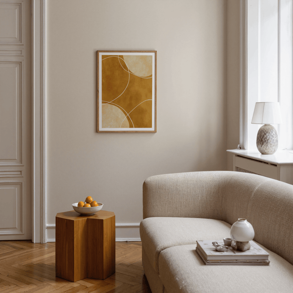 Minimalist Geometric Art Print with overlapping circles and looping lines