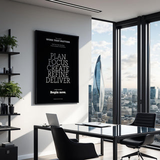 Inspiring wall decor poster featuring minimalist black and white design.