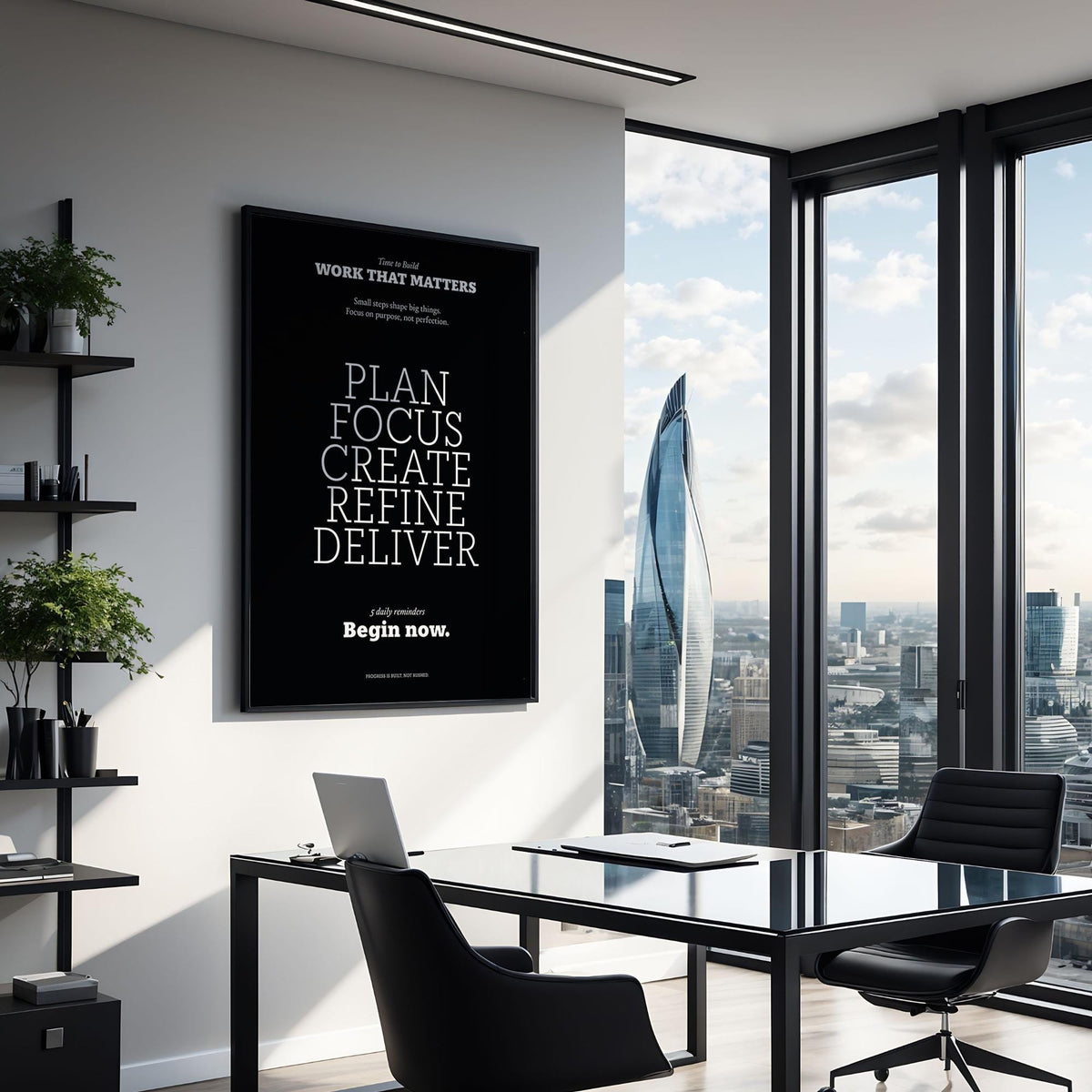 Inspiring wall decor poster featuring minimalist black and white design.