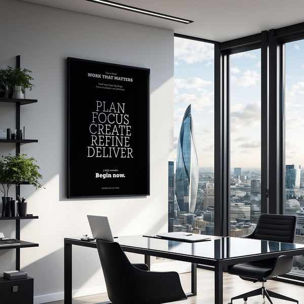 Inspiring wall decor poster featuring minimalist black and white design.