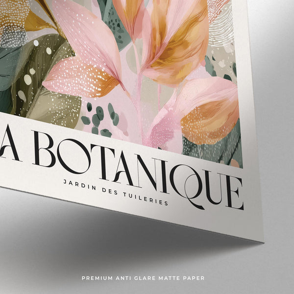 Contemporary flower artwork in pink and gold for living room