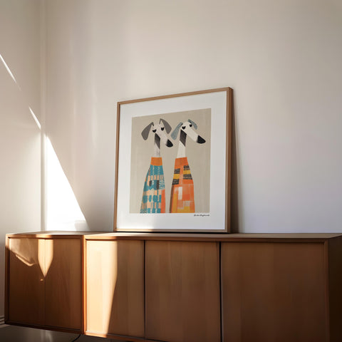 Abstract dog lovers print for office decor.