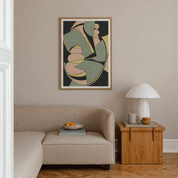 Abstract Geometric Art Print showcasing Black and Green for creative space wall art