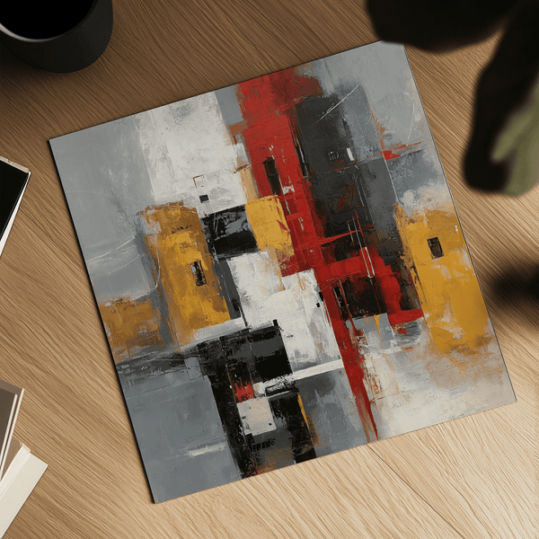 Red and Yellow Abstract Poster wall art for creative studio environments