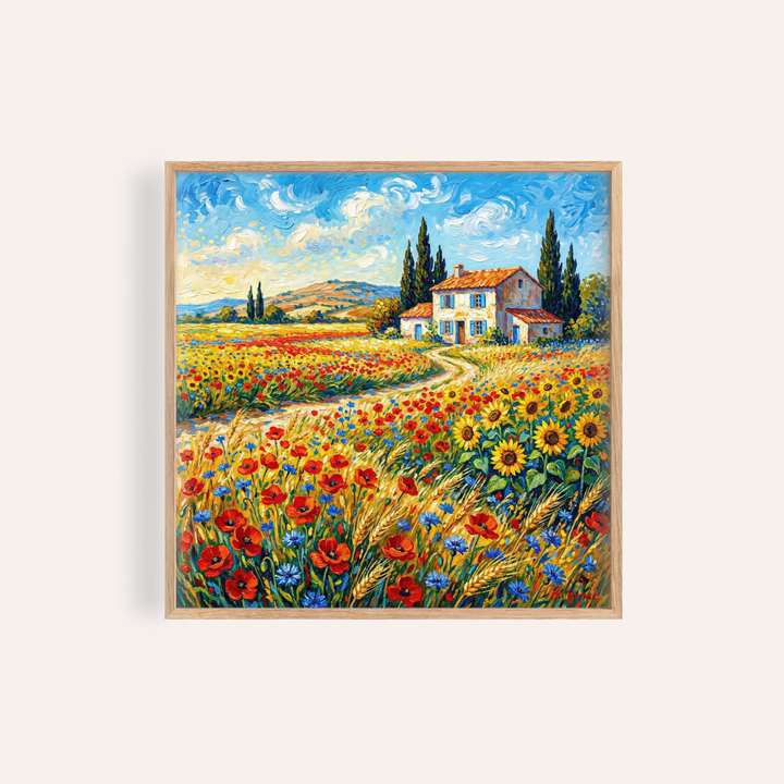 Vibrant Countryside Wall Art multicolored print for bedroom decor