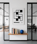 Minimalist Block Art art print with bold black lines for hallway