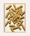 Fusilli Pasta Art in beige and yellow for kitchen wall art print
