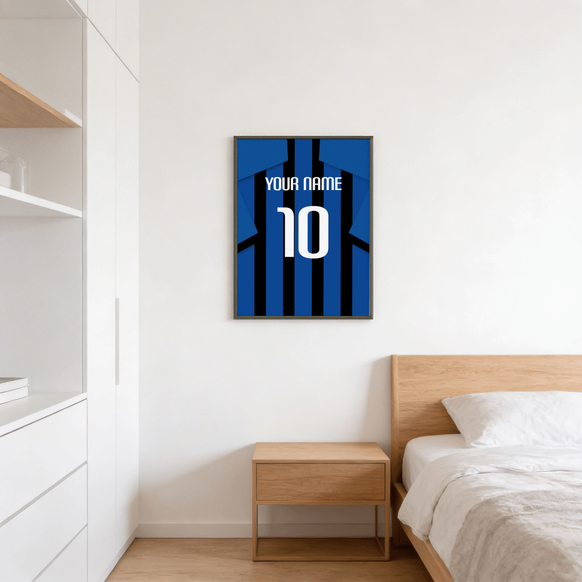 Zoomed view of Inter Milan Football Shirt Poster showing bold white 10 numeral