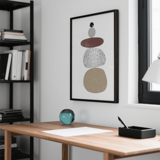 Geometric Abstract Rock Art Print with White background for entryway wall art