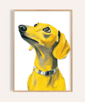 Dachshund Dog Print with yellow and white colors for living room art print