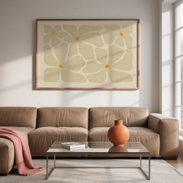 Abstract flower poster print with soft-edged petals arranged in a loose grid