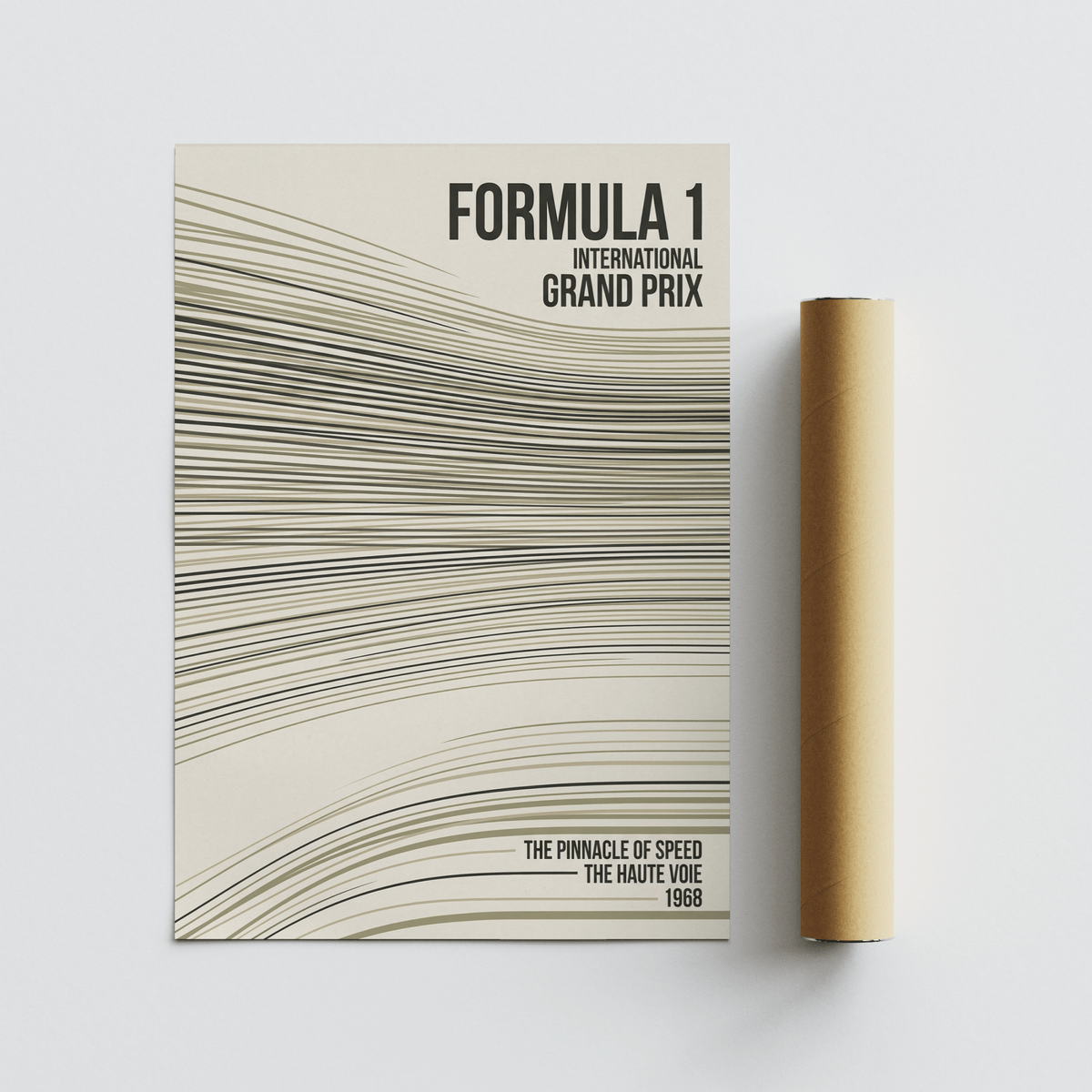 Detailed view of overlapping track curves tapering across neutral background