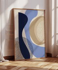 Modern Poster Design abstract wall art with Blue and Beige for bedroom