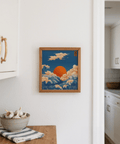 Vibrant Orange and Blue Square Prints for Wall for hallway wall art