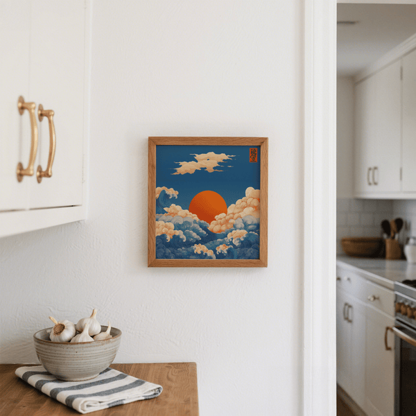 Vibrant Orange and Blue Square Prints for Wall for hallway wall art