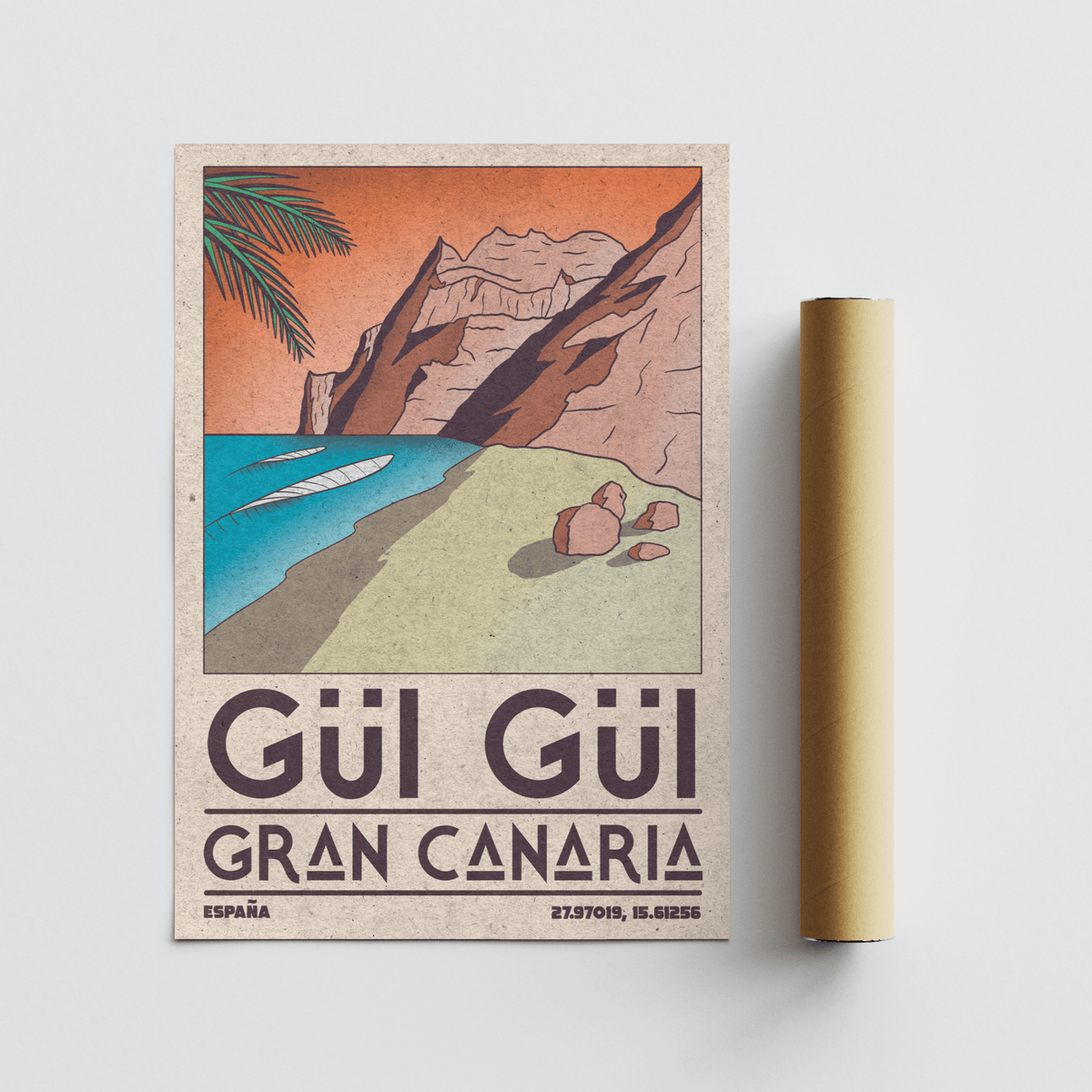 Large Gran Canaria typography printed on matte paper with subtle fiber texture