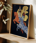 Vintage Beverage Art wall art with vibrant zebras, suited for entertainment room