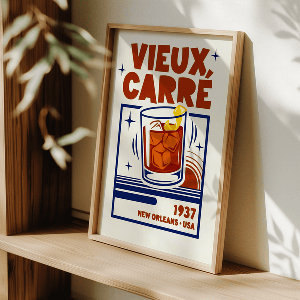New Orleans Cocktail Print in red and orange for lounge wall art poster