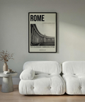 Colonnade Architecture Art Print with Rome title, curved colonnade photograph, and graphic text blocks