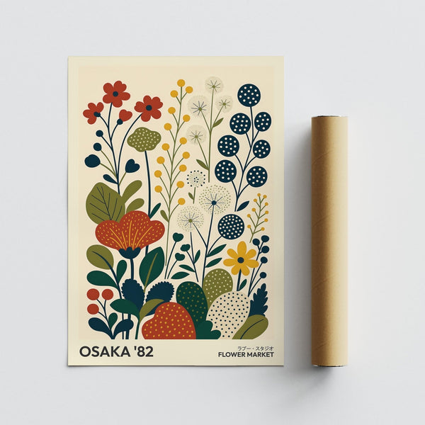 Poster of nature artwork inspired by Japanese botanical illustration styles.