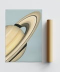 Modern Saturn Art Print using soft Blue tones for lounge area wall art